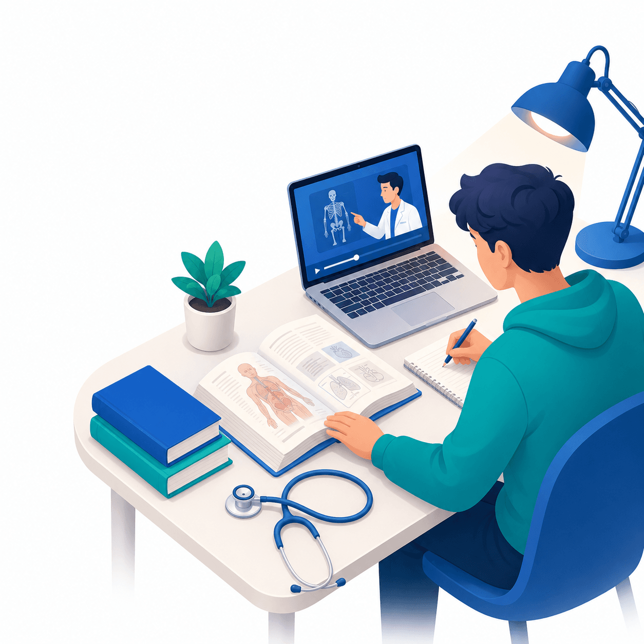 طالب طب يذاكر عبر منصة Simple